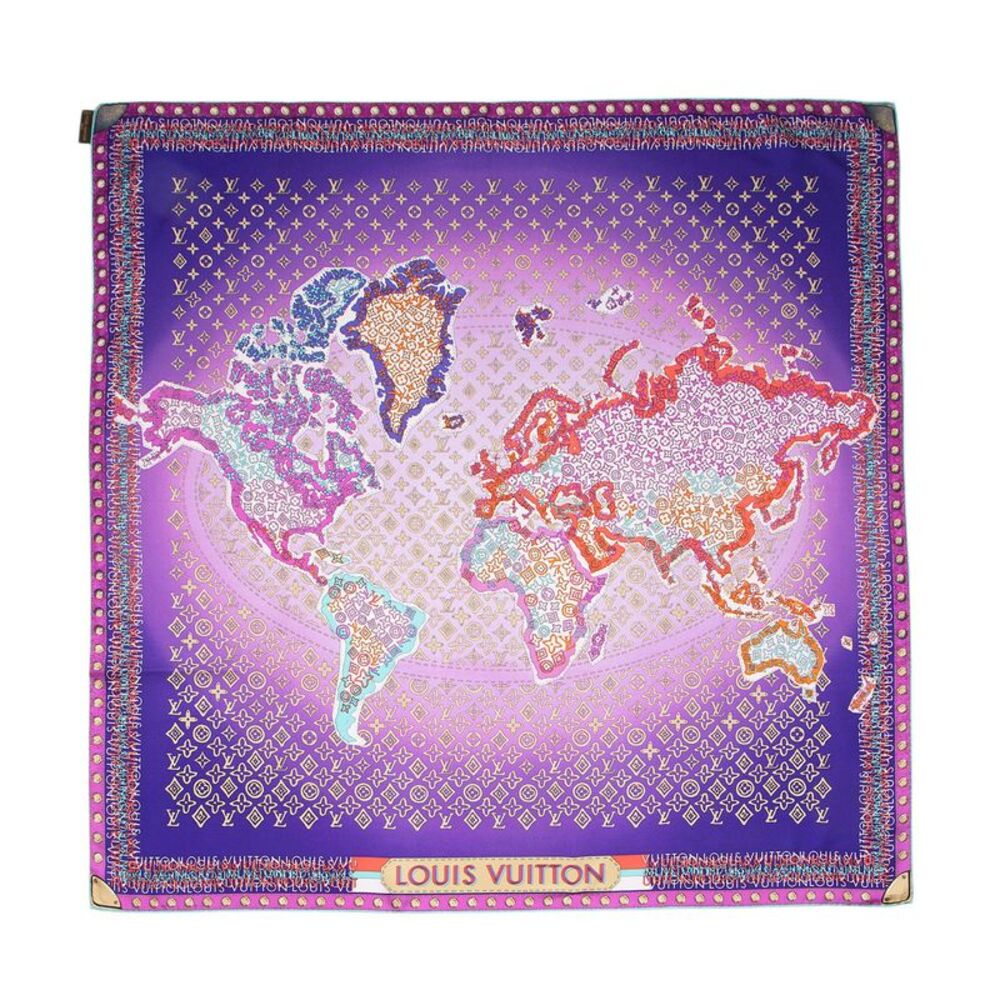 Louis Vuitton Silk Monogram Map 90cm Scarf